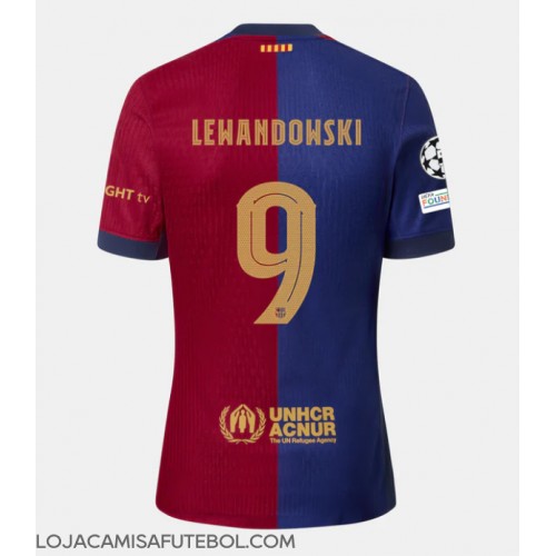 Camisa de Futebol Barcelona Robert Lewandowski #9 Equipamento Principal 2024-25 Manga Curta